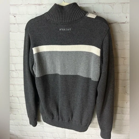 Abacus Gray Wool Blend Half Zip Sweater Colorblock Stripe Streetwear Golf Core M - Picture 3 of 6